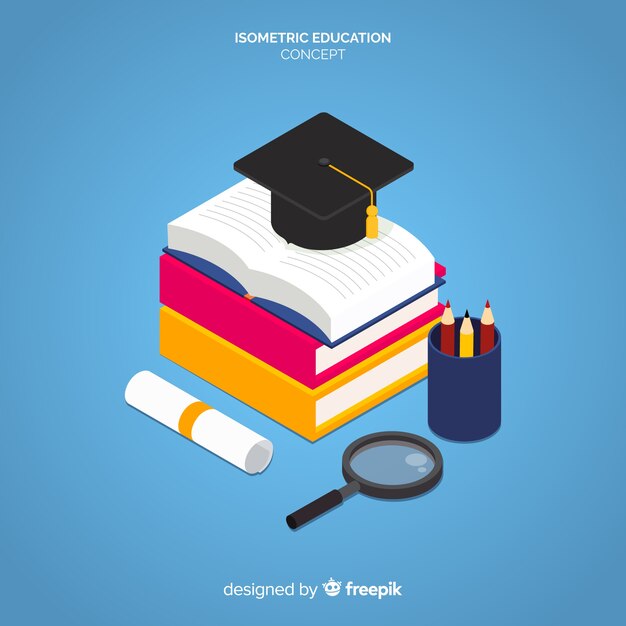Fondo isométrico concepto de educación