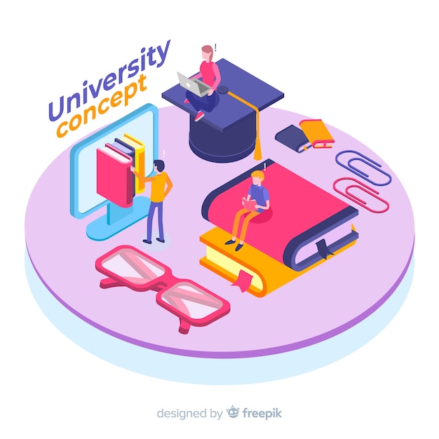 Fondo isométrico concepto universitario