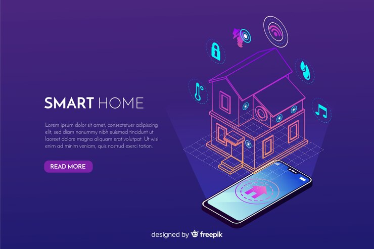Vector gratuito fondo isométrico degradado de casa inteligente
