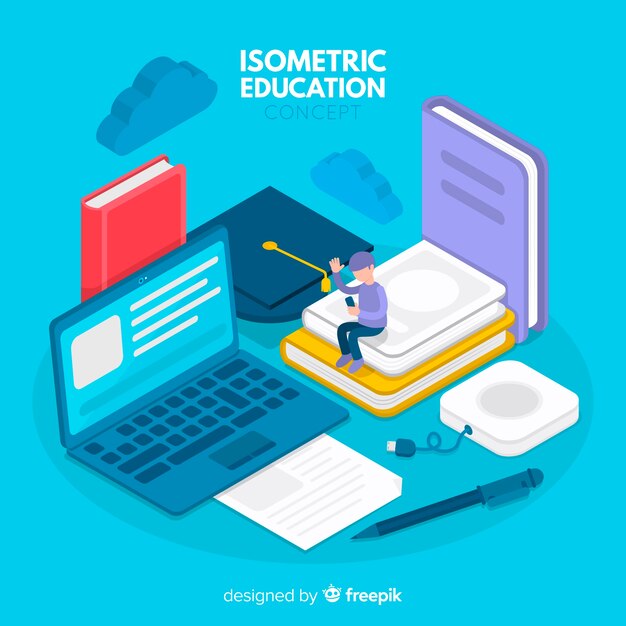 Fondo isométrico de educación