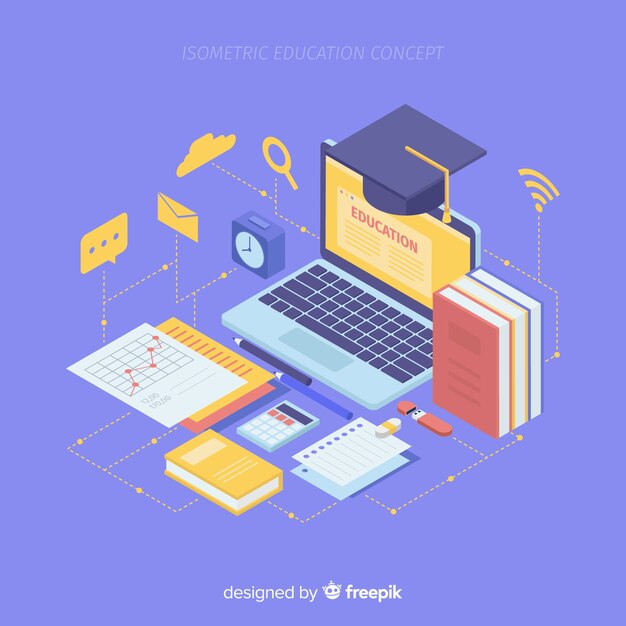 Fondo isométrico de educación