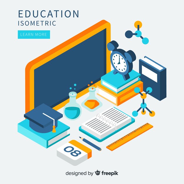 Fondo isométrico educación
