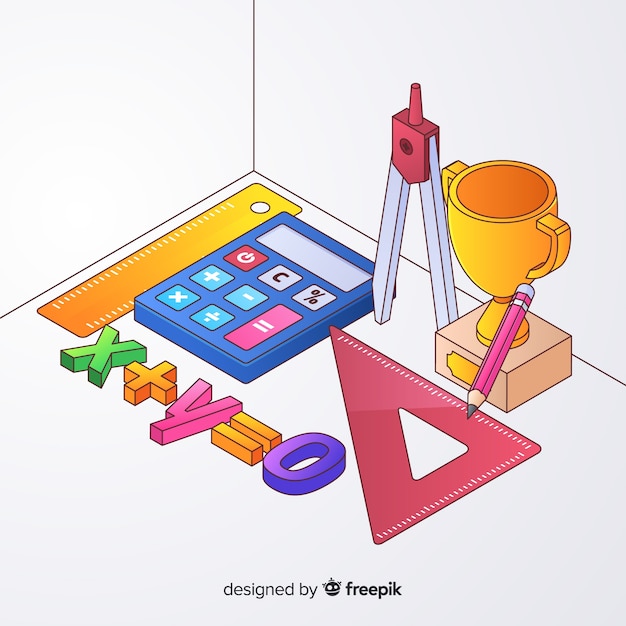 Vector gratuito fondo isométrico elementos matemáticas