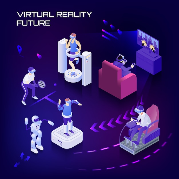 Fondo isométrico futuro de realidad virtual