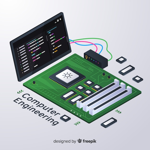 Fondo isométrico ingeniería informática