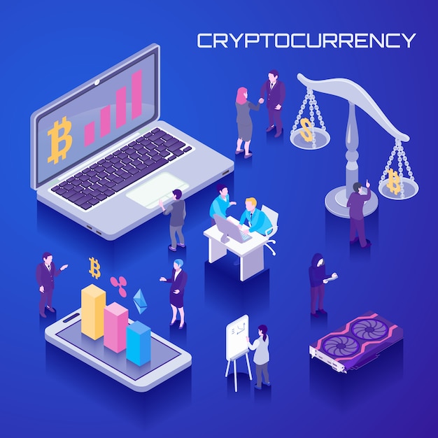 Fondo isométrico de moneda virtual