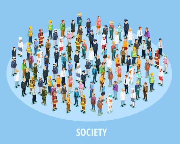 Fondo isométrico de la sociedad profesional