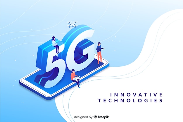 Fondo isométrico de tecnología 5g