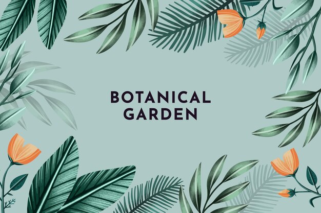 Fondo de jardín botánico de acuarela