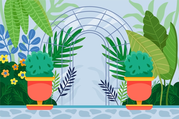 Fondo jardín botánico dibujado a mano