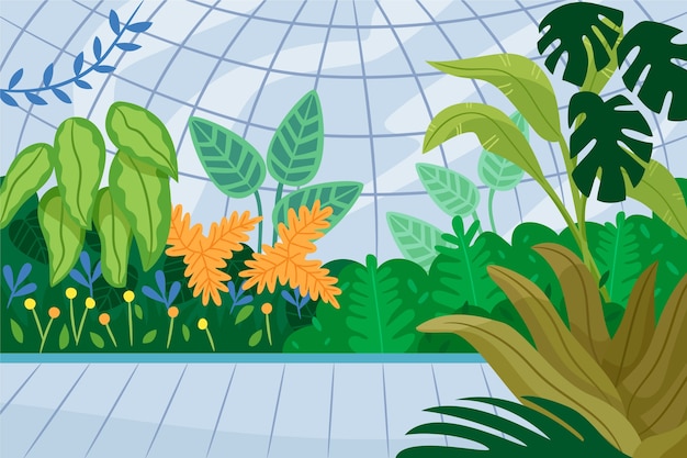 Vector gratuito fondo jardín botánico dibujado a mano