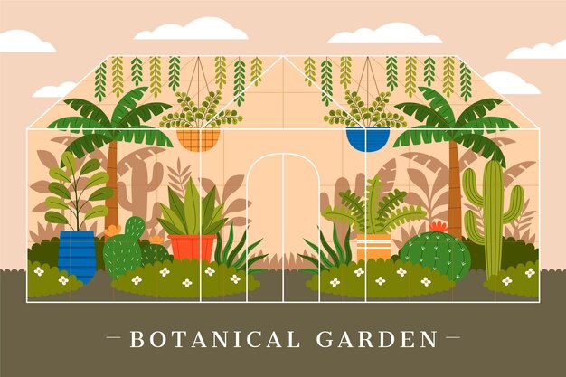 Fondo jardín botánico dibujado a mano