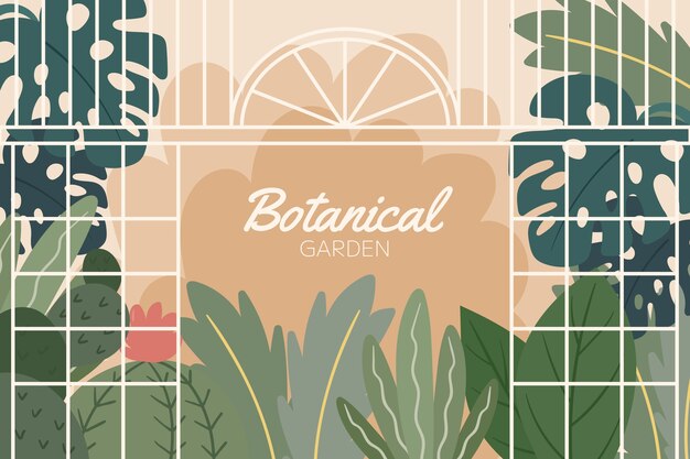 Fondo jardín botánico dibujado a mano