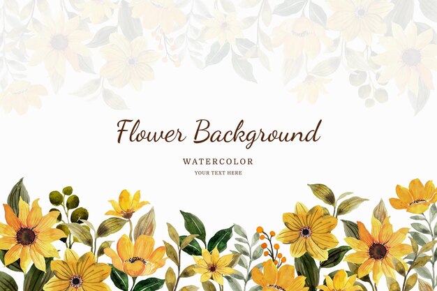 Fondo de jardín de flores amarillas con acuarela