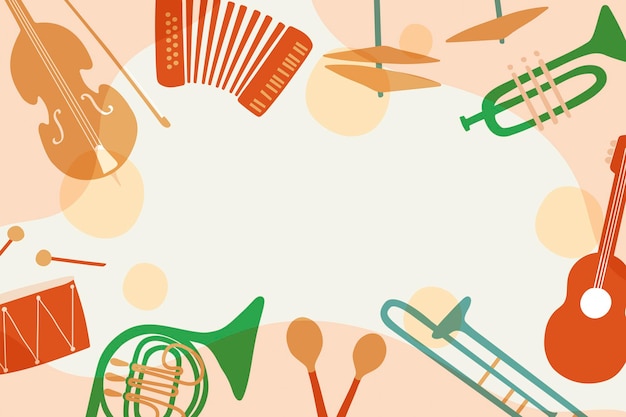 Fondo de jazz estético, marco de instrumento musical en vector naranja pastel