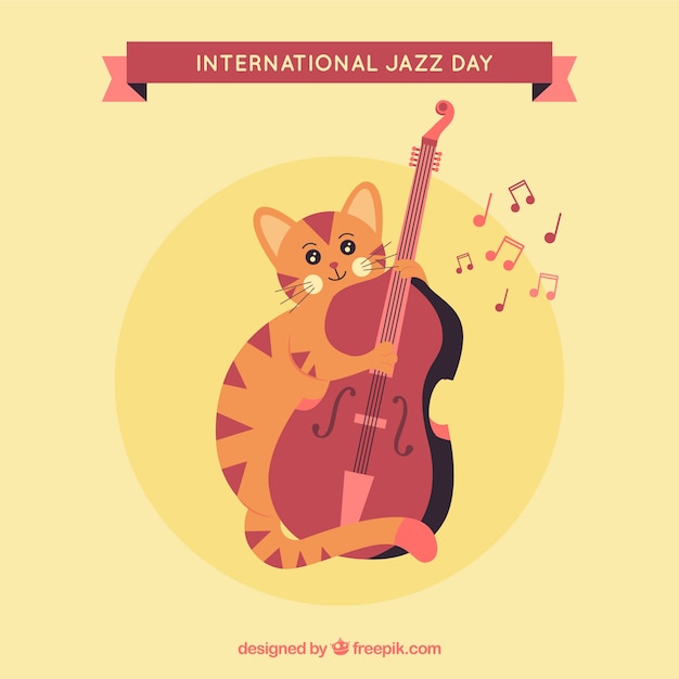 Fondo de jazz de gato con violín