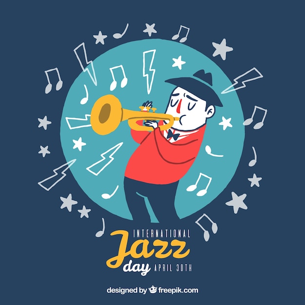 Vector gratuito fondo de jazz con músico