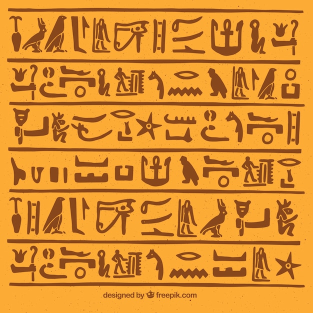 Fondo de jerogíficos egipcios con diseño plano