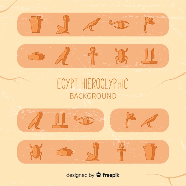 Vector gratuito fondo de jeroglíficos del antiguo egipto con diseño plano