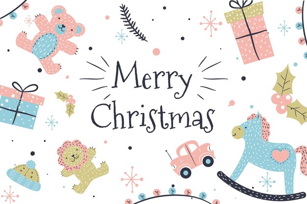 Fondo de juguetes de navidad dibujados a mano