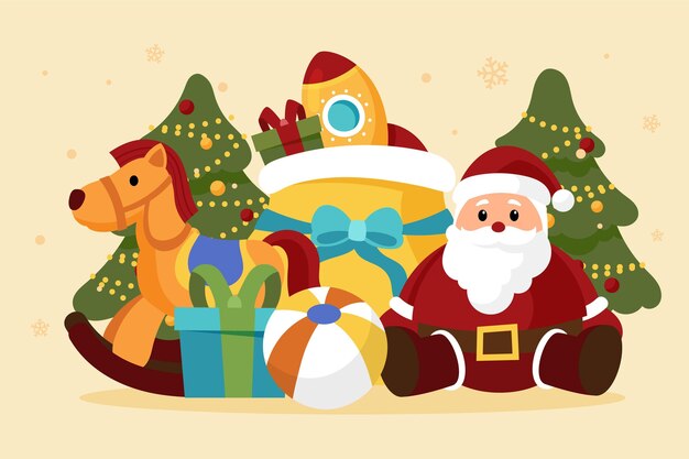 Fondo de juguetes de navidad dibujados a mano