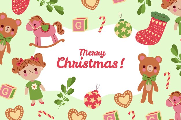 Fondo de juguetes de navidad dibujados a mano