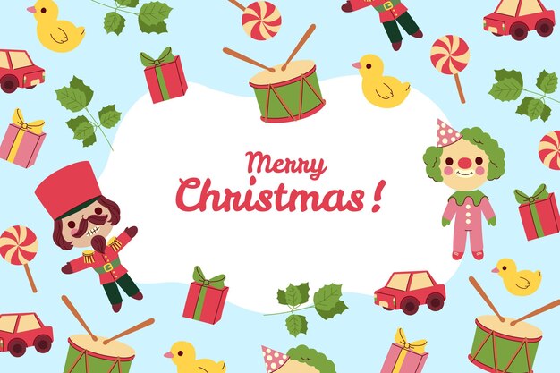 Fondo de juguetes de navidad dibujados a mano