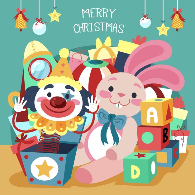 Fondo de juguetes de navidad dibujados a mano