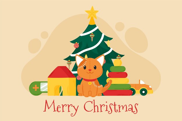 Fondo de juguetes de navidad dibujados a mano