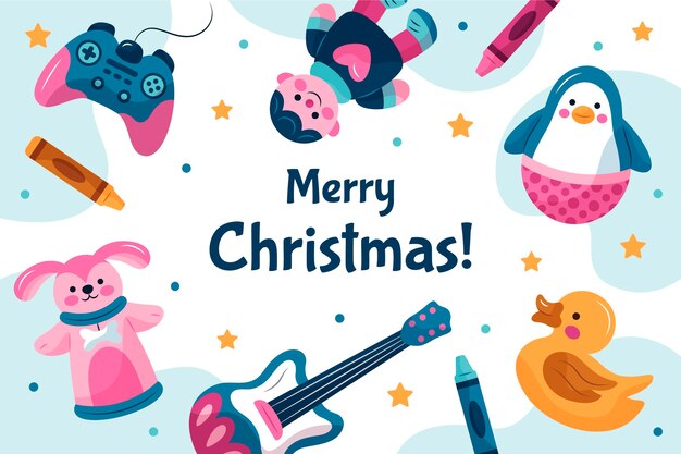 Fondo de juguetes de navidad dibujados a mano