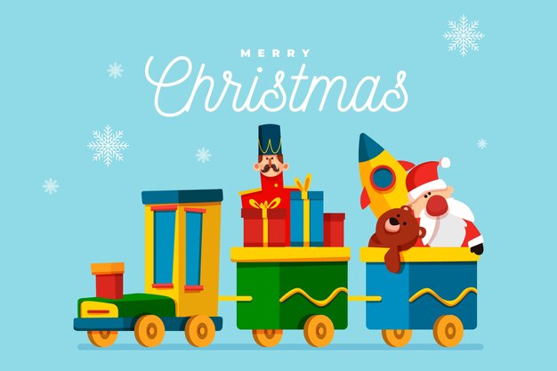 Fondo de juguetes de navidad de diseño plano