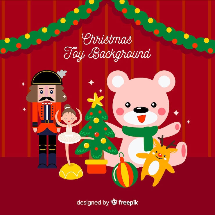 Vector gratuito fondo juguetes navidad plano