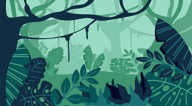 El fondo de la jungla de dibujos animados