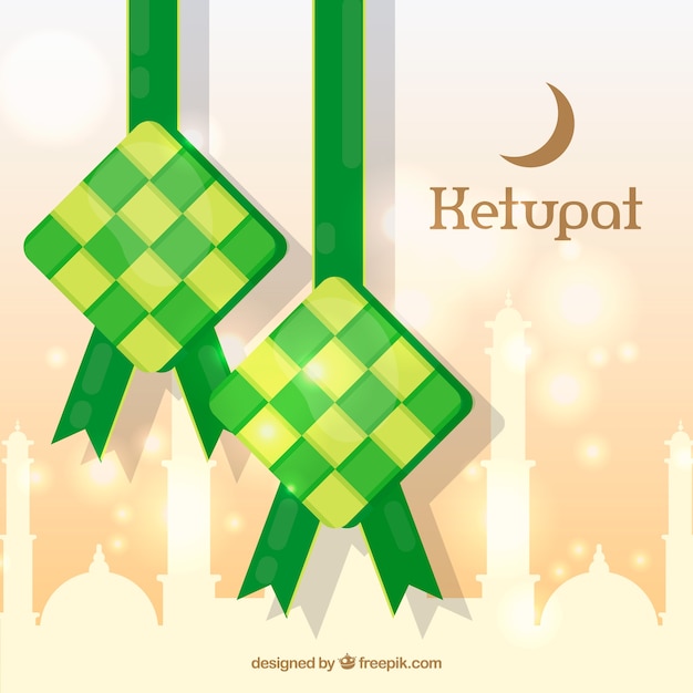 Fondo de ketupat en estilo plano