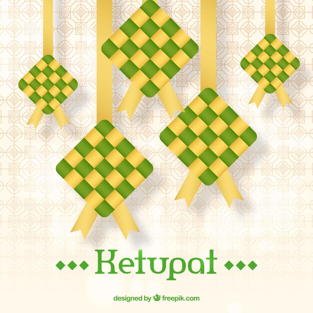 Fondo de ketupat en estilo plano