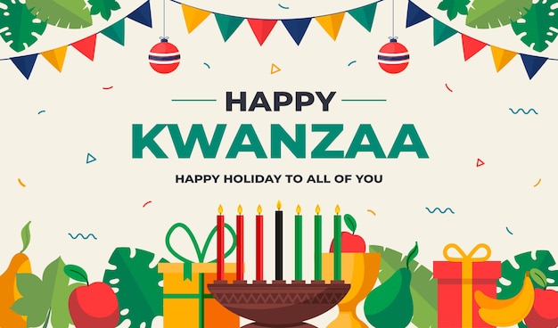 Fondo kwanzaa plano dibujado a mano