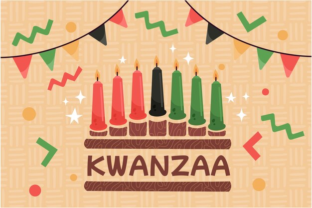 Fondo kwanzaa plano dibujado a mano