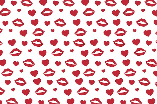 Fondo de labios y corazones