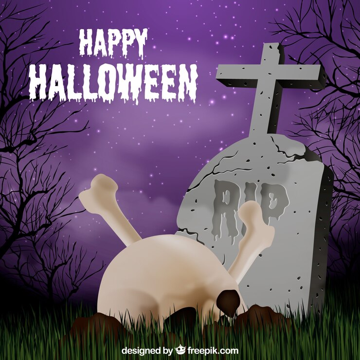 Vector gratuito fondo de lápida y calavera