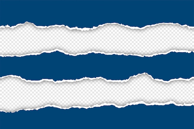 El fondo largo de papel azul rasgado transparente