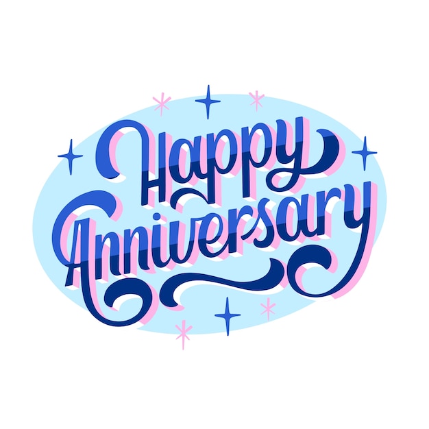 Fondo de letras feliz aniversario dibujado a mano