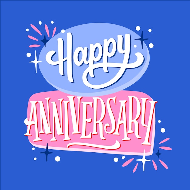 Fondo de letras feliz aniversario dibujado a mano