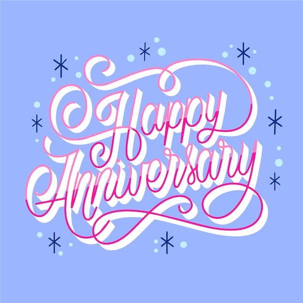 Fondo de letras feliz aniversario dibujado a mano