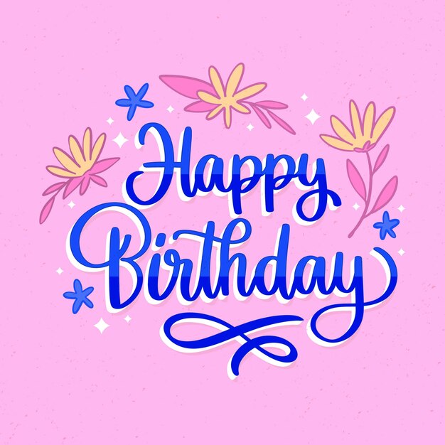 Fondo de letras feliz aniversario dibujado a mano