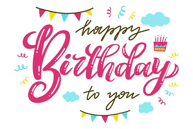 Fondo de letras feliz cumpleaños dibujado a mano