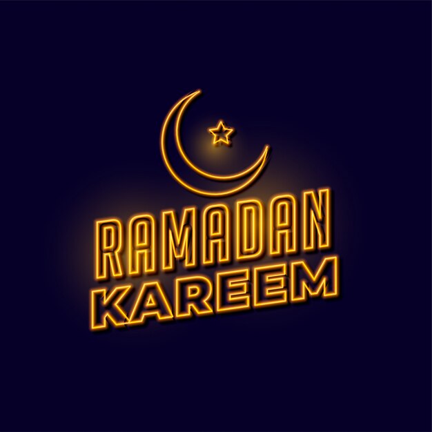 Fondo de letras de neón dorado Ramadán kareem
