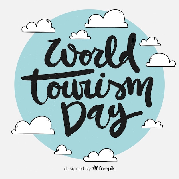 Fondo de lettering para el día mundial del turismo