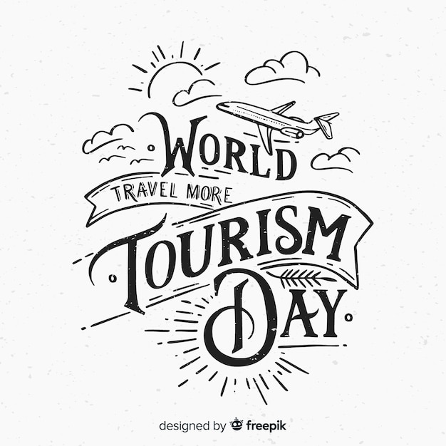 Fondo de lettering para el día mundial del turismo