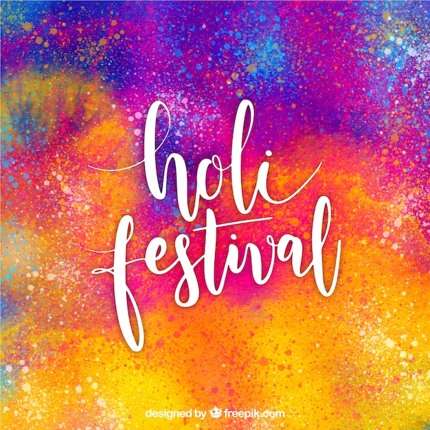 Vector gratuito fondo con lettering de feliz holi