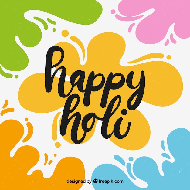 Vector gratuito fondo con lettering de feliz holi